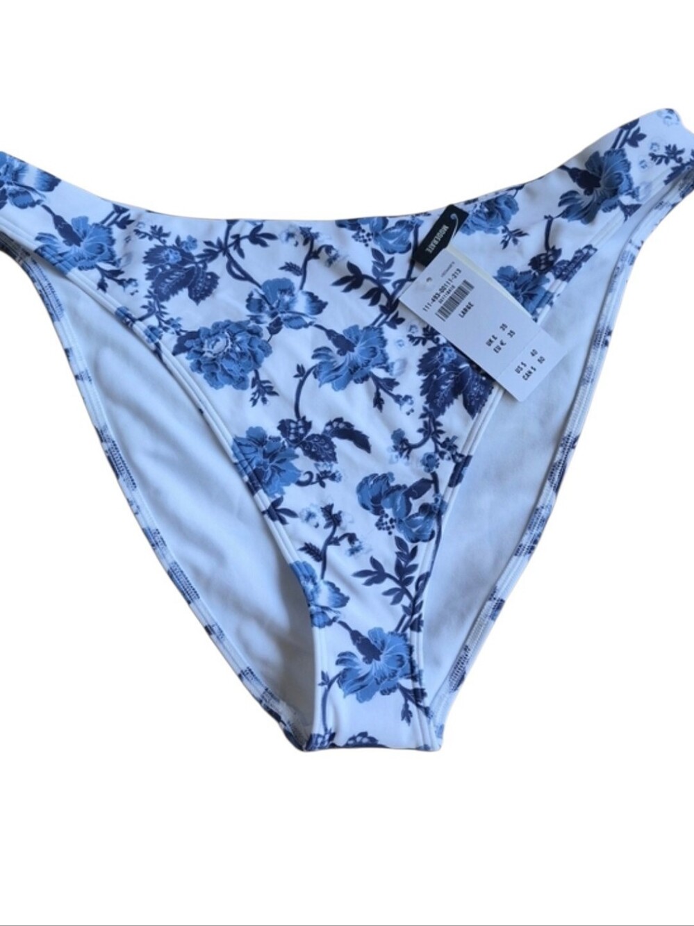 NWT Abercrombie & Fitch Size Large Blue Floral Moderate Coverage Bikini Bottom
